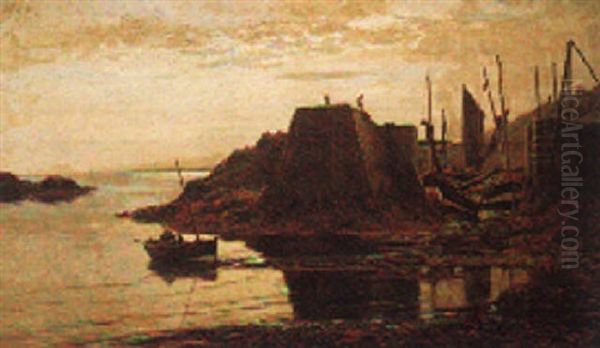 Low Tide, Berwick Oil Painting by John Nesbitt