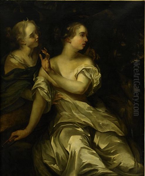 Diana Och Venus Oil Painting by Caspar Netscher