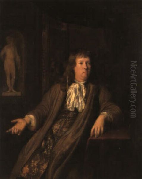 Portrait D'homme Dans Un Interieur Oil Painting by Constantyn Netscher