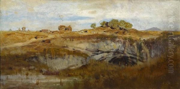 Landschaft Mit Felshohle Oil Painting by Louis (Ludwig) Neubert