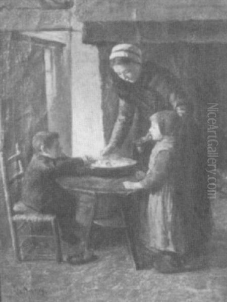 Serving The Meal Oil Painting by Albert Johan (Jan) Neuhuys