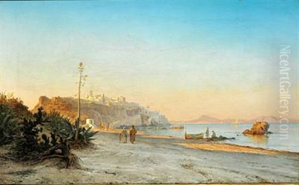 Strandparti Ved Tanger Oil Painting by Carl Johann Neumann