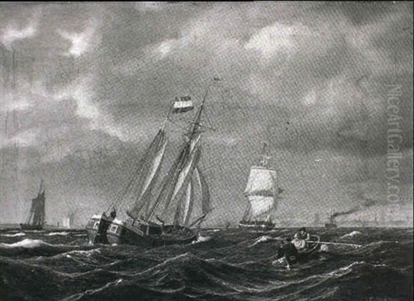 Hollandsk Skib, Fregat Og Robad Ud For Kobenhavn Oil Painting by Carl Johann Neumann