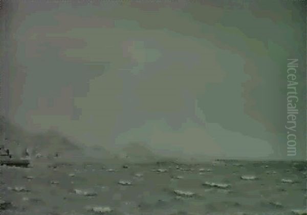 Marine Med Kyst Oil Painting by Carl Johann Neumann