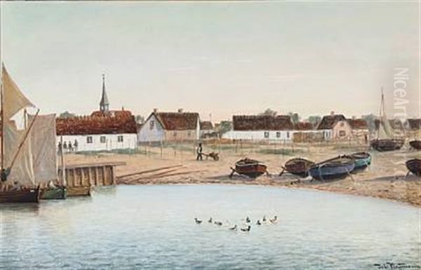 Coastal Scenery Oil Painting by Johan Jens Neumann