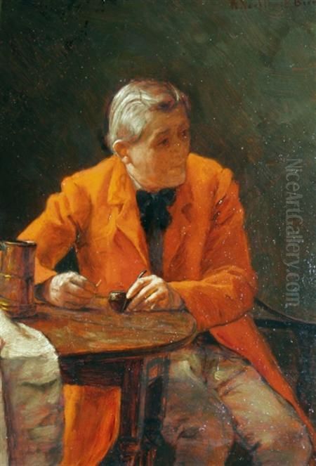 Portrait Of A Man In A Red Coat Seated At A Table Oil Painting by William Verplanck Birney