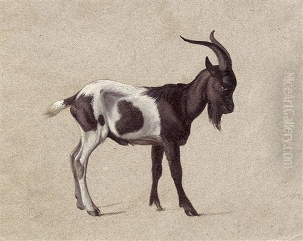 Stehender Tauernscheck Ziegenbock Oil Painting by Eugen Neureuther
