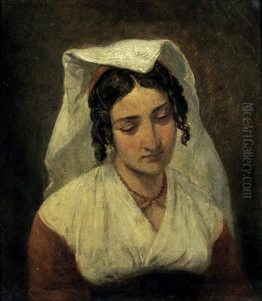 Bildnis Einer Jungen Romerin Mit Korallenkette Oil Painting by Eugen Neureuther