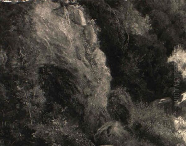 Bewaldete Felsen In Der Umgebung Von Nemi Oil Painting by Eugen Neureuther