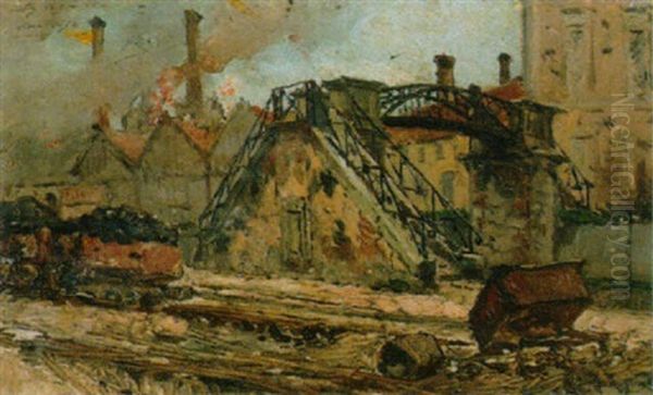 La Passerelle De La Gare A Styring Oil Painting by Alphonse Marie de Neuville