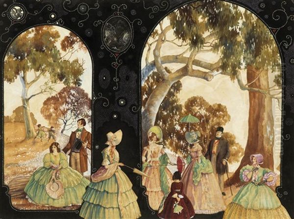Untitled (the Garden Party) Oil Painting by George W. Neville