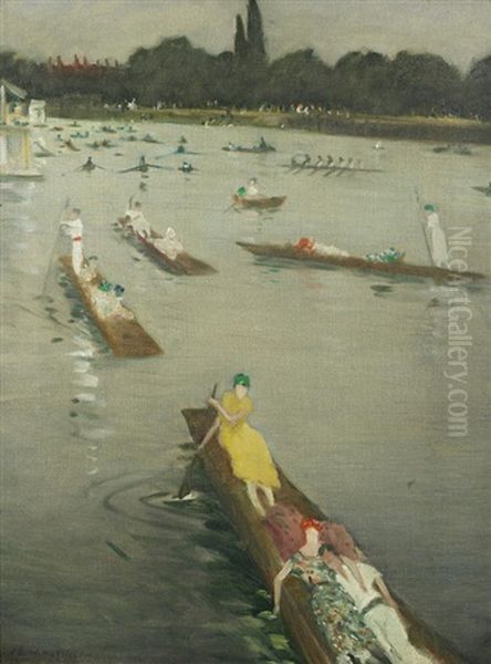 Hampton Court Oil Painting by Christopher R. Wynne Nevinson