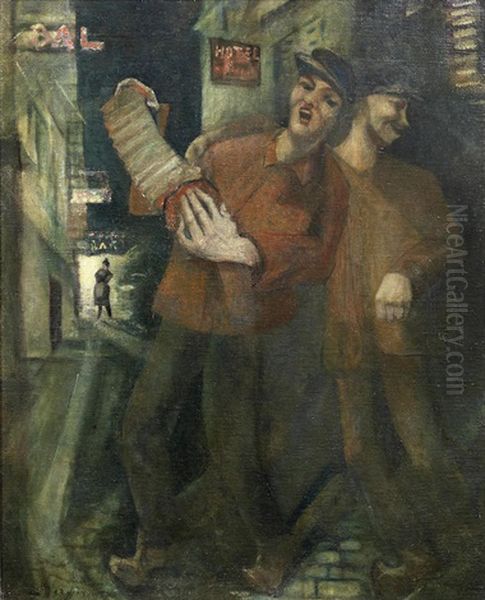 What Shall We Do With The Drunken Sailor? Oil Painting by Christopher R. Wynne Nevinson