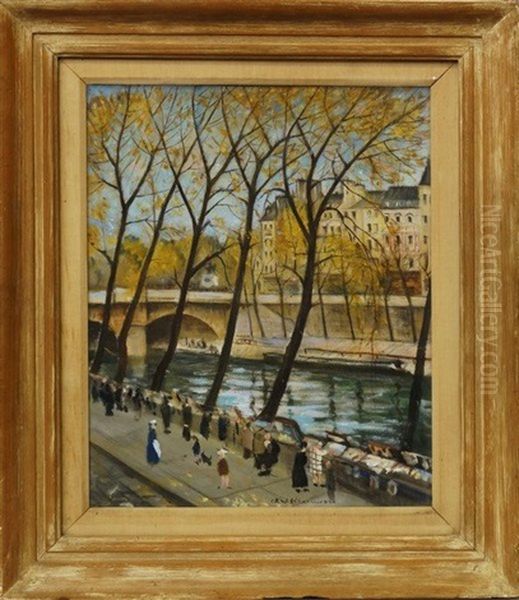 Le Pont Neuf, Paris Oil Painting by Christopher R. Wynne Nevinson