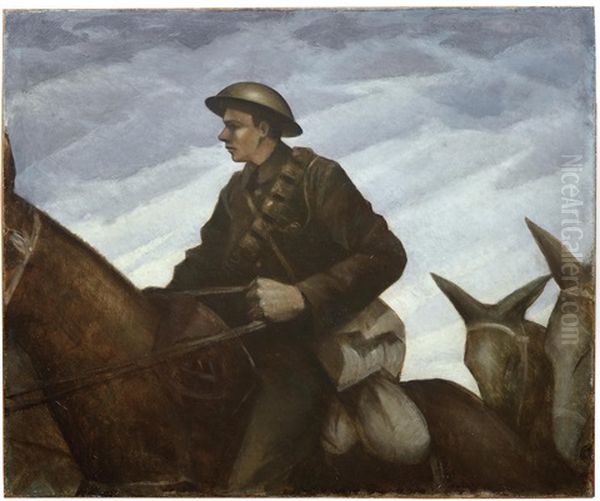 Mule Team Oil Painting by Christopher R. Wynne Nevinson
