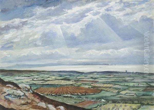 Planes Over Landsend Oil Painting by Christopher R. Wynne Nevinson
