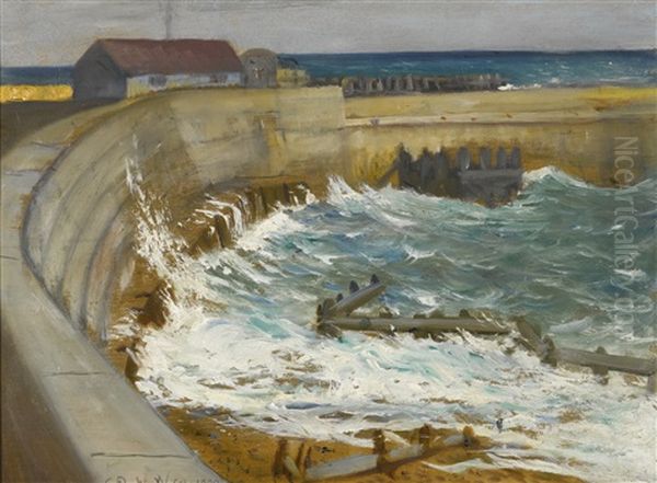 High Tide, West Bay Oil Painting by Christopher R. Wynne Nevinson