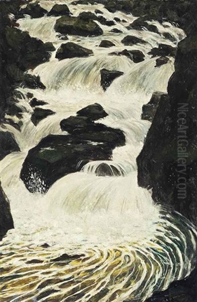 The Waterfall Oil Painting by Christopher R. Wynne Nevinson