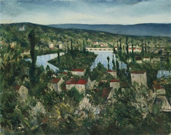 The Seine Below Paris Oil Painting by Christopher R. Wynne Nevinson