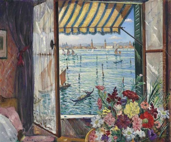 From A Venetian Window Oil Painting by Christopher R. Wynne Nevinson