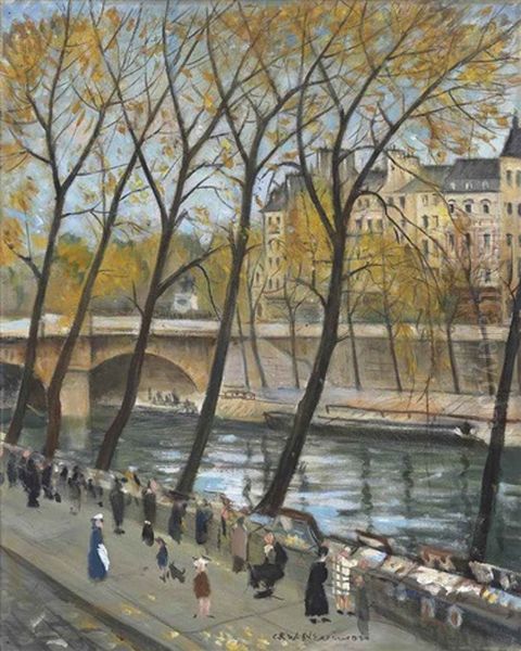 Le Point Neuf, Paris Oil Painting by Christopher R. Wynne Nevinson