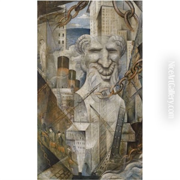 Pan Triumphant Oil Painting by Christopher R. Wynne Nevinson