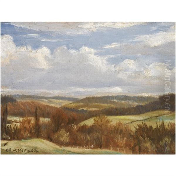 Winter Landscape Oil Painting by Christopher R. Wynne Nevinson