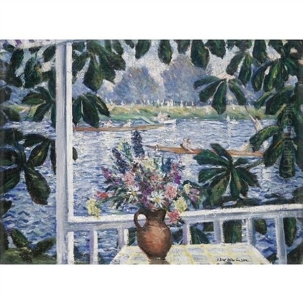 Boating On The Thames Oil Painting by Christopher R. Wynne Nevinson