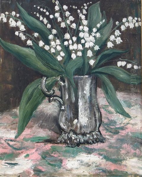 Still Life With Lillies Of The Valley In A Mug Oil Painting by Christopher R. Wynne Nevinson