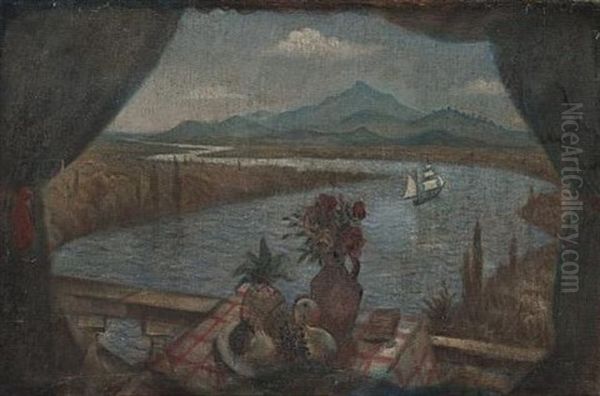 Exotic (+ Reflections In Water, Ca. 1919, Verso) Oil Painting by Christopher R. Wynne Nevinson