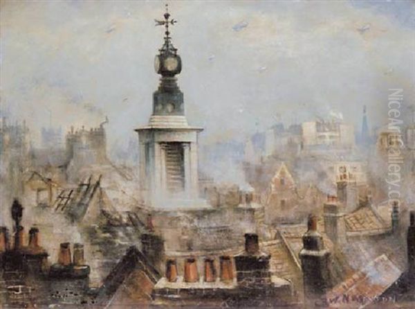 Theatres Of War, London Oil Painting by Christopher R. Wynne Nevinson