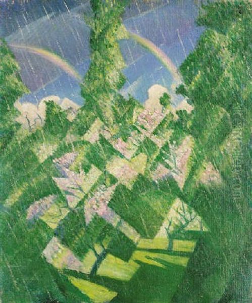 The Four Seasons: Spring Oil Painting by Christopher R. Wynne Nevinson
