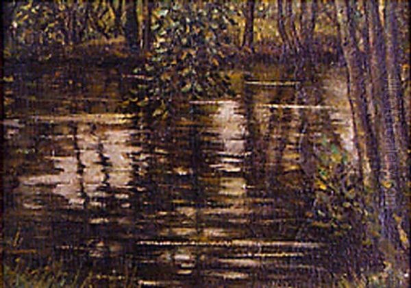 The River Bank Oil Painting by Christopher R. Wynne Nevinson