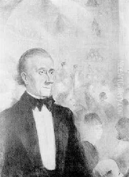 Portrait Of Hannen Swaffer Oil Painting by Christopher R. Wynne Nevinson