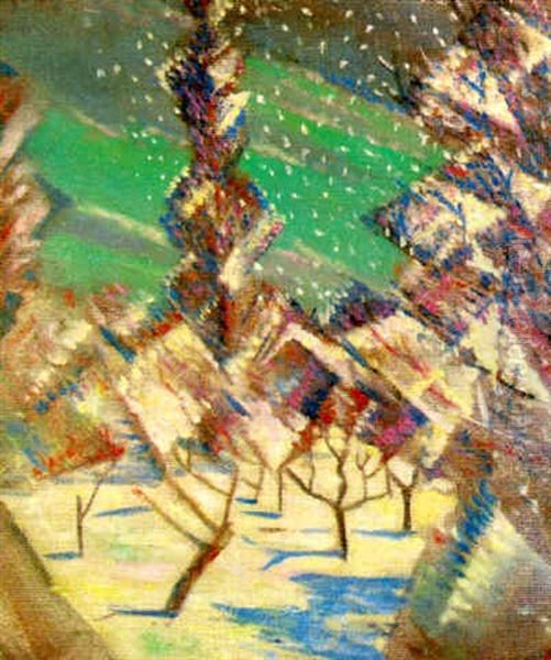 Four Seasons; Winter Oil Painting by Christopher R. Wynne Nevinson