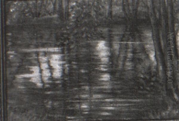 The Riverbank Oil Painting by Christopher R. Wynne Nevinson