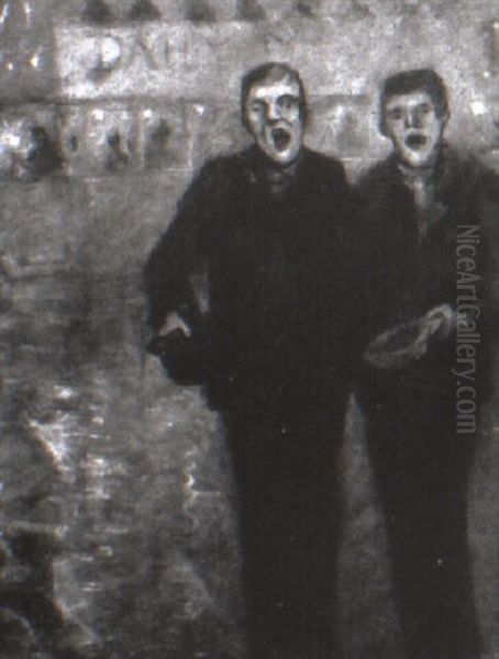 Buskers Oil Painting by Christopher R. Wynne Nevinson