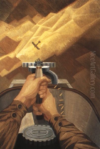 A Dogfight Oil Painting by Christopher R. Wynne Nevinson