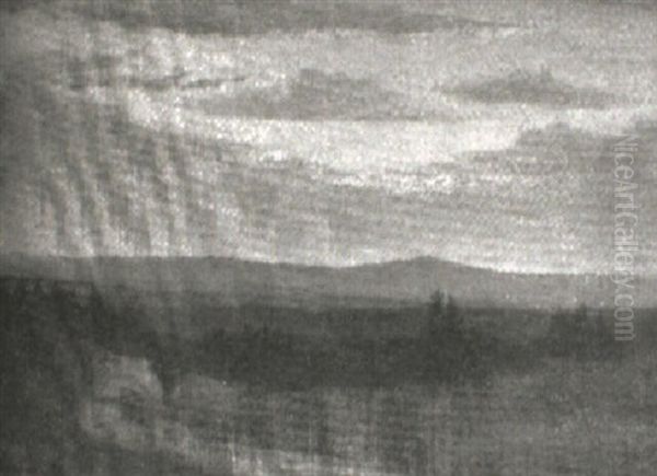 Dawn Over A Mountainous Landscape Oil Painting by Christopher R. Wynne Nevinson