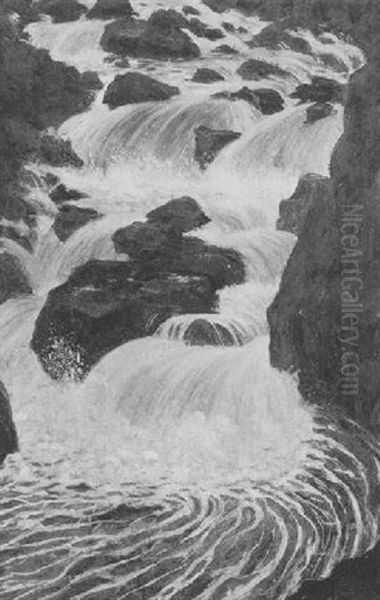 A Torrent Oil Painting by Christopher R. Wynne Nevinson