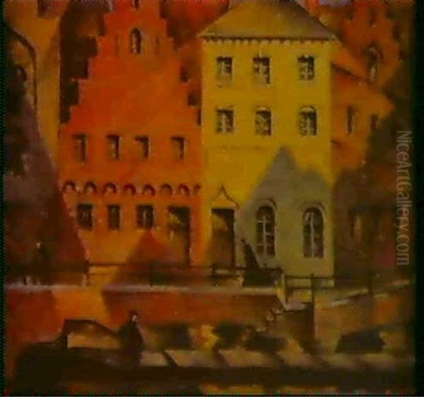 Bruges Oil Painting by Christopher R. Wynne Nevinson