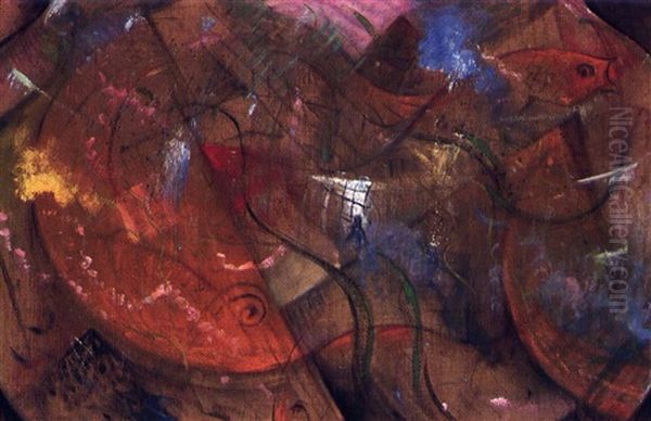 Goldfish Oil Painting by Christopher R. Wynne Nevinson