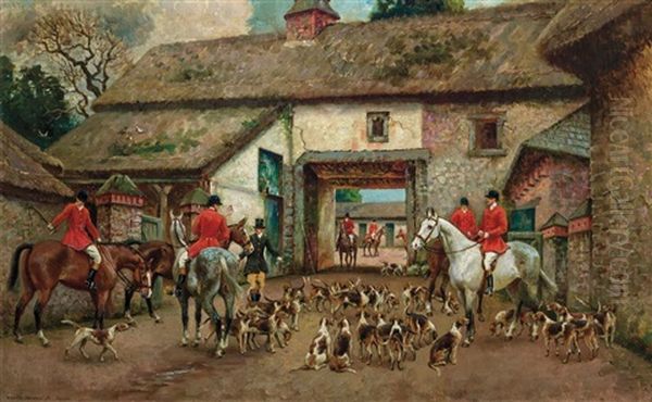 Preparing For The Hunt Oil Painting by Richard Newton II