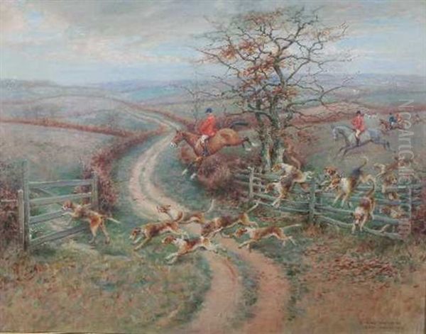 Fox Hunt In Dorset Oil Painting by Richard Newton II