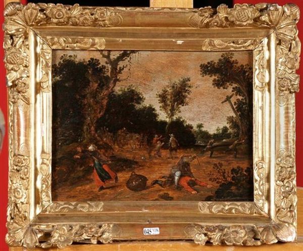 L'attaque Du Convoi Sur Un Chemin De Campagne Oil Painting by Pieter de Neyn