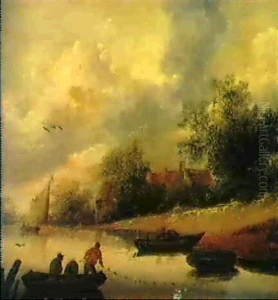 Flusslandschaft Mit Fischern Oil Painting by Pieter de Neyn