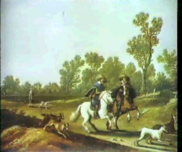 Zwei Reiter Mit Ihren Hunden Oil Painting by Pieter de Neyn