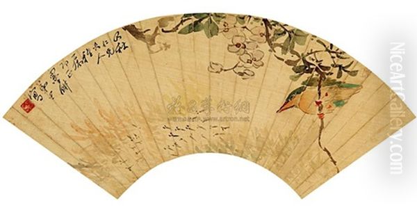 Flower And Bird Oil Painting by Ni Tian