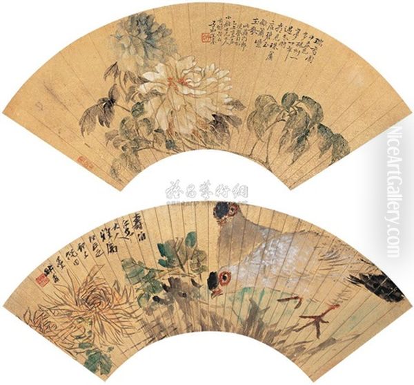 Flowers And Birds Oil Painting by Ni Tian