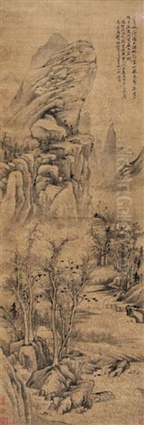 Landscape In Autumn Oil Painting by Ni Zan